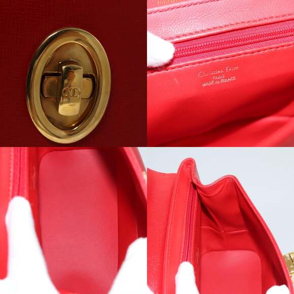 DIOR Hand Bag Leather Red Gold - Picture 11 of 12